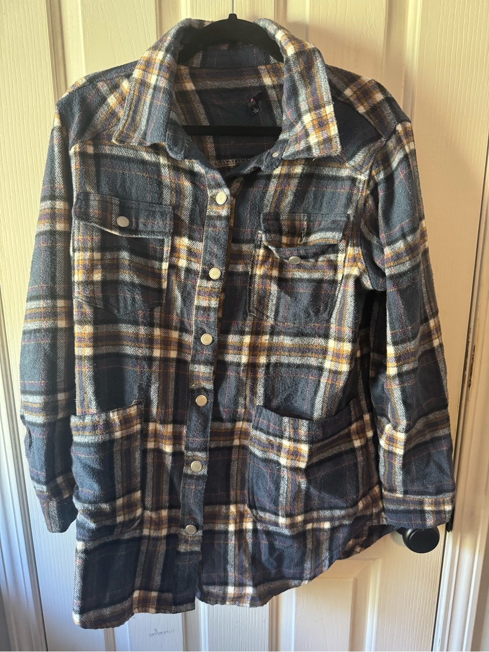 Plaid Button-Up Jacket Large